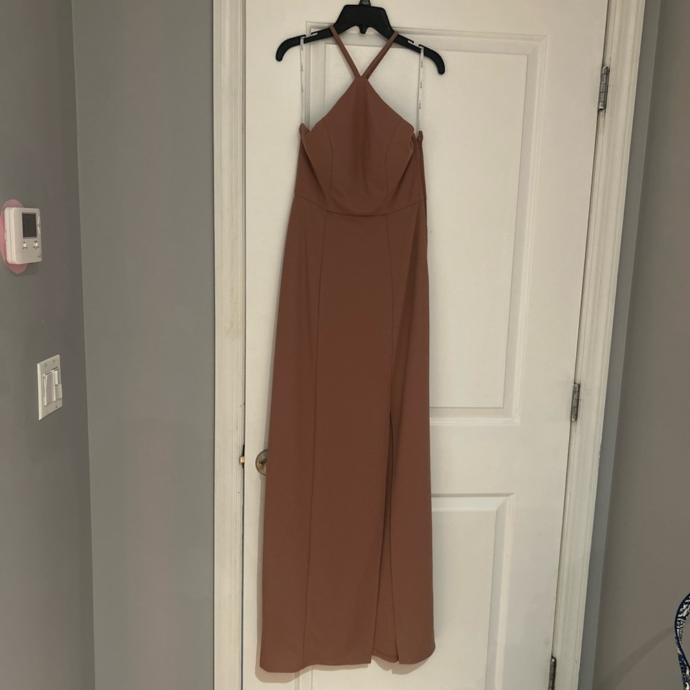 Speechless Brown Halter Sundress for Wedding Guests
